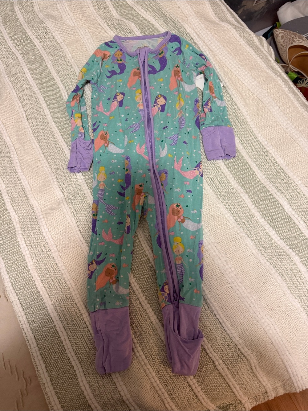 Little Sleepies Mermaid Footed One-Piece Pajama - Teal & Purple